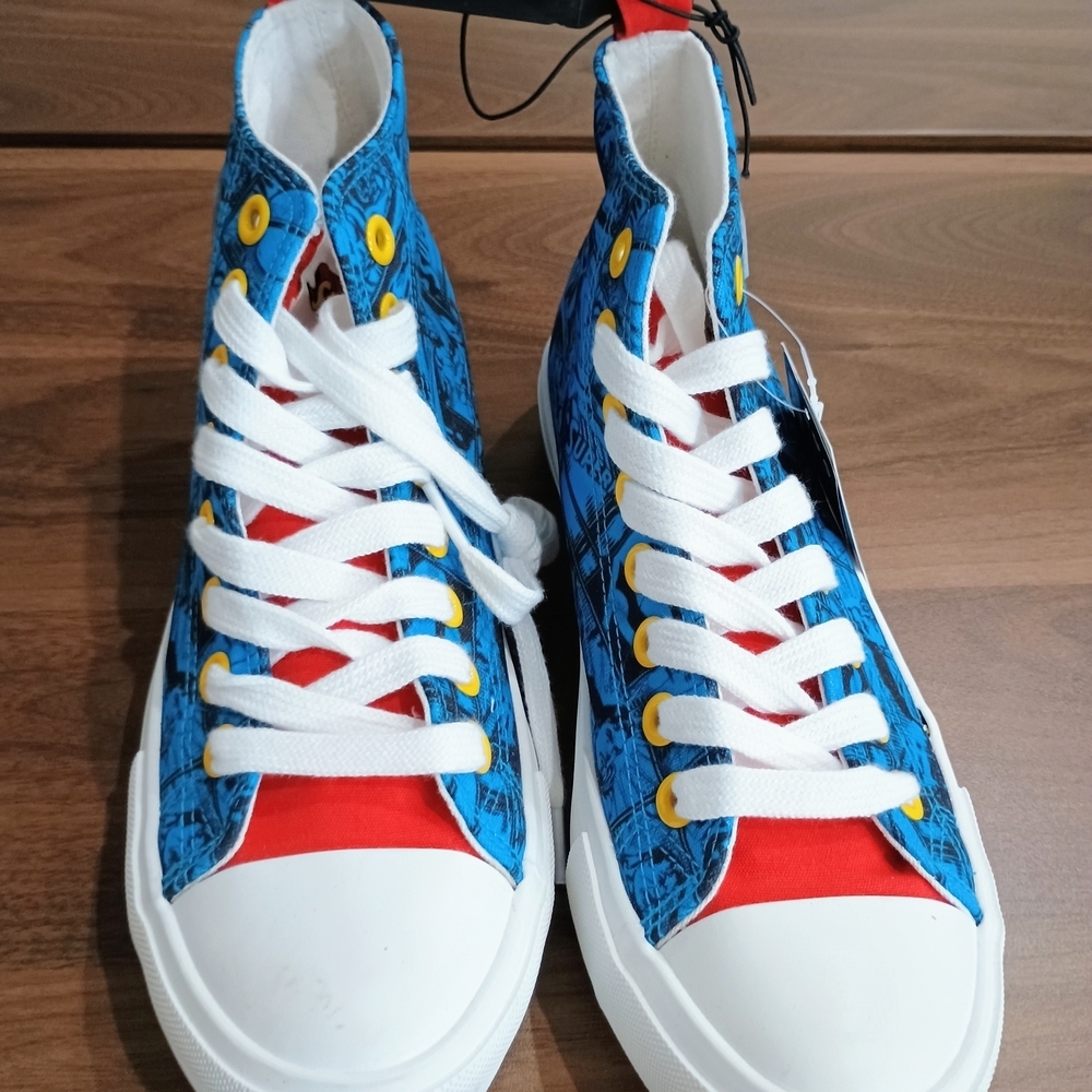 Blue and Red Kids High-Top Superman Sneakers